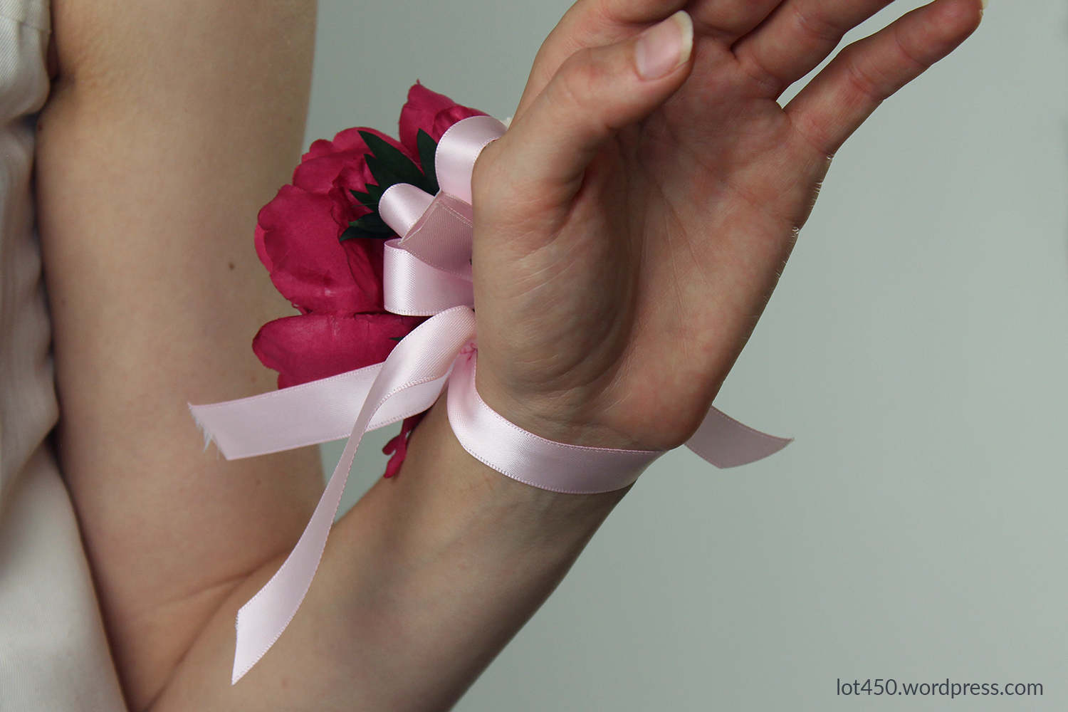 pink silk wrist corsage