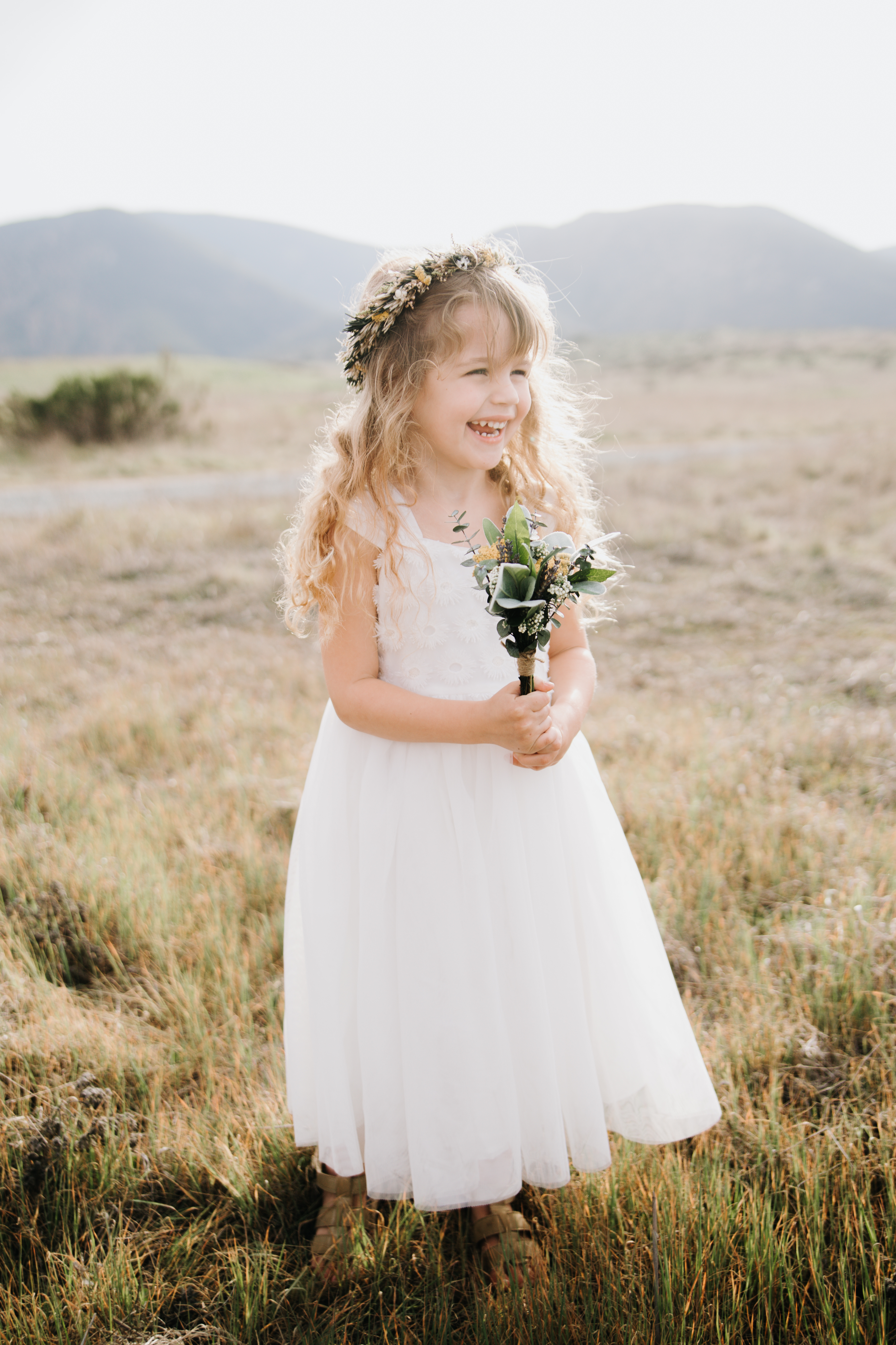 Flower Girl with Dried Bouquet and Crown